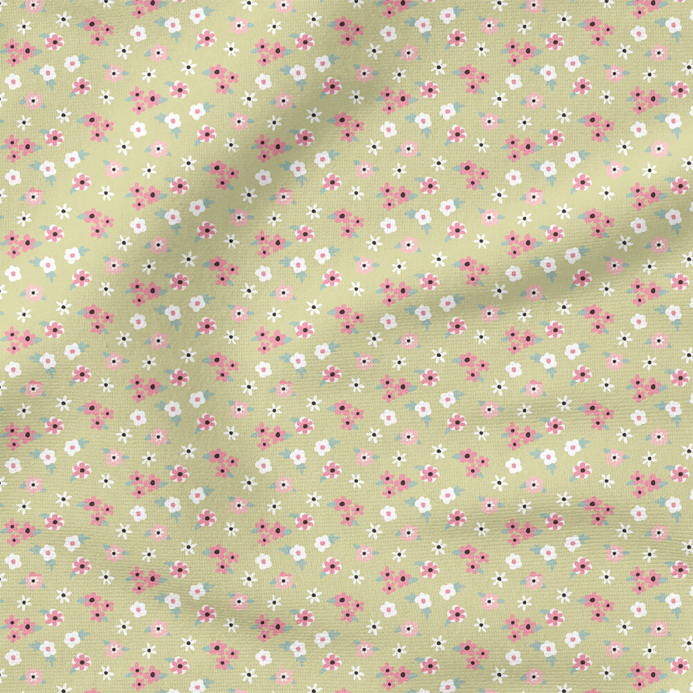 Mini Floral (Pastel Green) | Spring Fabric Design | Hey Cute Design